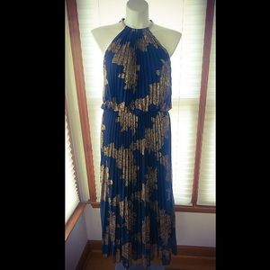 Xscape Metallic Print Halter Gown